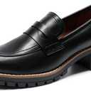 DREAM PAIRS Women's Platform Chunky Heeled Loafers, Womens Business Casual Shoes (9, Black Pu)