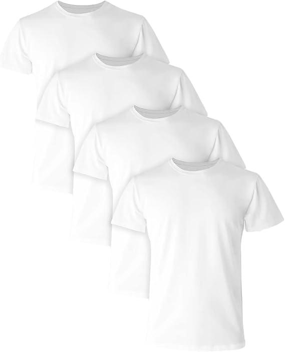 Hanes Comfort Fit Undershirt, Men’s Crewneck Stretch-Cotton T-Shirt, 4-Pack, White-4 Pack, Large