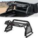 JOYTUTUS Roll Bar with Cargo Basket & Brake Light for Mid-Size Truck, Extendable Chase Rack Pickup Sports Bar Compatible with Tacoma, Gladiator JT