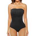 HOMETA Strapless Bodysuit for Women Tummy Control Shapewear Seamless Sculpting Thong Body Shaper Tank Top S