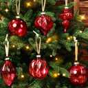 Civaner Set of 6 Red Mercury Glass Christmas Ornaments Large Hanging Mercury Glass Balls Finials Ornaments for Christmas Tree Decoration Holiday Decor