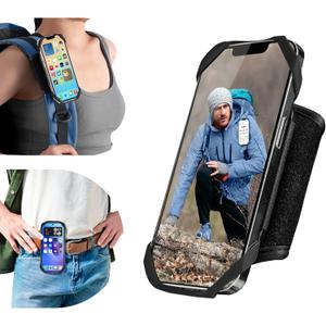 Cikyner 2-in-1 Backpack Strap Phone Holder, 360 Rotatable & Detachable Belt Clip for 4.5-7 inch Smartphones, Ideal for Camping and Hiking