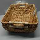 StorageWorks Hand-Woven Storage Baskets with Wooden Handles, Water Hyacinth Wicker Baskets for Organizing, 2 Pack (Large)
