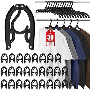 28 Pcs Travel Hangers Portable Foldable Travel Hanger Organizer, Plastic Cruise Essentials Clothes Drying Rack Folding Hangers for Camping Flying RV Europe Vacation Essentials Suitcase, Black