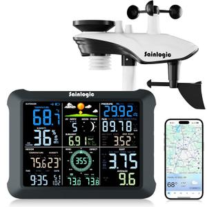 Sainlogic 14-in-1 WiFi Smart Weather Station with 24H/ 7Days Accurate Weather Forecast by Weatherseed® AI, 8.5" Large Display,UV,Sun Light,Rain Gauge,Wind Gauge,2-Year Data Storage & Export(Only 2.4G)