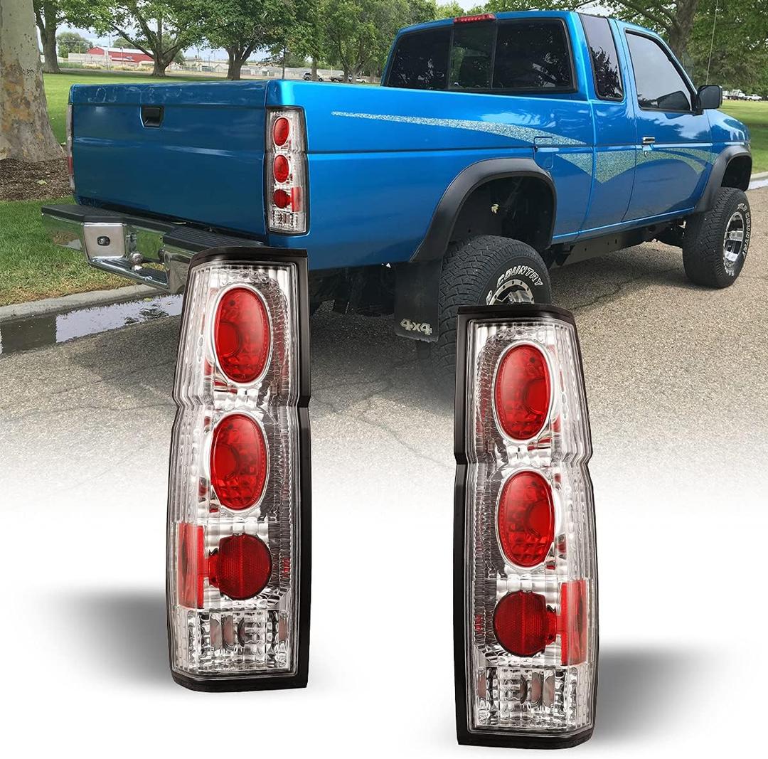 Nixon Offroad Tail Lights for Nissan Hardbody D21 SE XE 1986-1994 / Pickup SE XE 1995-1997 Tail Lamps Rear Lights Car Rear Lamps Assembly Replacement 1Pair (Chrome Housing/Clear Lens)