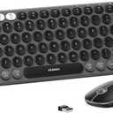 seenda Bluetooth Wireless Keyboard and Mouse Combo, COE203 Quiet Round Keycaps, 3-Device Multi-Connection, Bluetooth & 2.4G USB Receiver, Wide Compatibility with iPad/Tablet/Laptop/Mac/Windows, Black