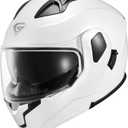 KYPARA Motorcycle Dual Visor Flip up Modular Full Face Helmet with DOT Certification of Impressionism ( White pearl ), M
