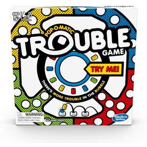 Hasbro Gaming Trouble Kids Board Game, Pop-o-Matic Trouble Game, Kids Games for 2-4 Players, Family Board Games for Kids, Kids Gifts, Ages 5 and Up, Packaging May Vary