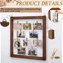 Sintuff Photo Display Board with Clips Farmhouse Picture Collage Board Picture Frame Clothesline Photo Display Stand Decor for Wedding Baby Shower Grad Postcard(Flat Edge,Walnut Wood,23 × 23 Inches)