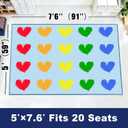 Classroom Rug Elementary Hearts 5'x7'6'' for Preschool,Blue, Seats 20, 4'11" x 7'7"