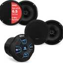 Pyle 240 Watts Bluetooth Marine Grade 6.5" 2-Way Speaker System, Amplified Full Range Stereo Sound, Flush Mount Dual Cone Dome Waterproof Universal Use, With Aux 3.5mm Input pair