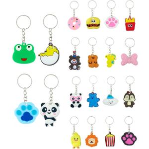 100pcs Cartoon Keychain for Kids Party Favors, Mini Cute Keyring for Classroom Prizes, Birthday Christmas Party Favors Gift, Goodie Bag Stuffers Supplies, 20 Colors