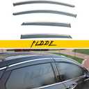 4X Window Visors Compatible with 2013-2020 Fusion Smoke Tint with Chrome Trim Outside Mount Tape On/Clip On Style PVC Sun Rain Guard Vent