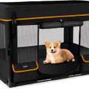 Durable Dog Playpen with Iron Frame, Heavy-Duty Pet Tent with Waterproof Base & Mesh Sides for Indoor Outdoor Use, Black