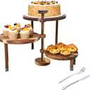 Cupcake Stand, Acacia Wood Cake Stand, Cupcake Display Stand, Wedding Cake Stands, 360° Rotatable Cupcake Stands for Party, 3 Tier Cupcake Stand, Cup Cake Tower Stand for Birthday Anniversary Party Decoration