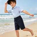 Pink Shorts for Boys Flat Front Dress School Uniform Shorts Casual Travel Hiking Shorts Size 3T