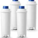 Water Filter Replacement for DeLonghi Coffee Machines  Compatible with Magnifica EVO, Dinamica, Eletta, ECAM Series  Fits DLSC002 (4-Pack)