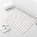 Large Stone Bath Mat, 30.2 x 23.5 Non-Slip Diatomaceous Earth Bath Mat, Ultra-Absorbent Quick-Drying Stone Drying Mat for Kitchen Bathroom Pet Bowl, Rollable & Foldable Stone Bath Mat, White XL