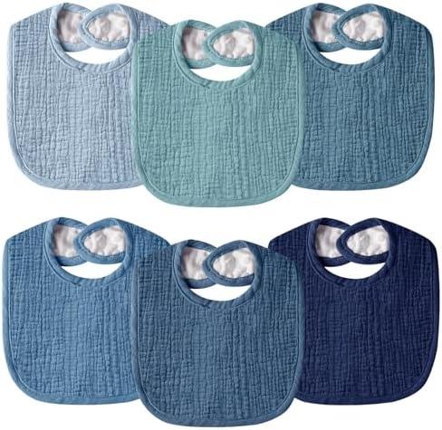 Wrrernsin Muslin Baby Bibs for Unisex Boys Girls, Cotton Drool Bibs, Adjustable Newborn Bibs for Drooling and Teething