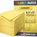 Woodlake Yellow Colored Paper 8.5 x 11 Letter Size, 20 lb 75 GSM Multi-Purpose Printer Paper, 200 Sheets, Jam-Free Copy Paper for Inkjet and Laser Printers, Made in USA