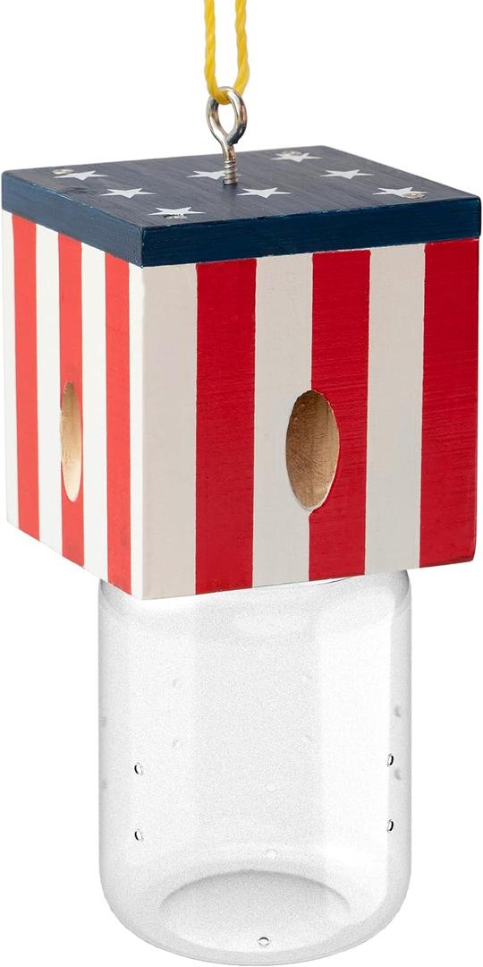 1 PCS Wood Carpenter Bee Trap for Outside - Best Bee Trap - Cube Flag Style Nature Hanging Carpenter Bee Traps Plastic Jar Outdoor - Insect Traps