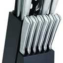 Farberware Textured Grip Stainless Steel Knife Set, 15 Piece, Stainless Steel (Black)