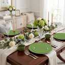 Tinybee 60PCS Green Plastic Plates - Heavy Duty Green Disposable Plates, Elegant Plastic Plates for Bridal Shower, Wedding and Party Including 30 Dinner Plates 10 '' & 30 Dessert Plates 7.5 ''
