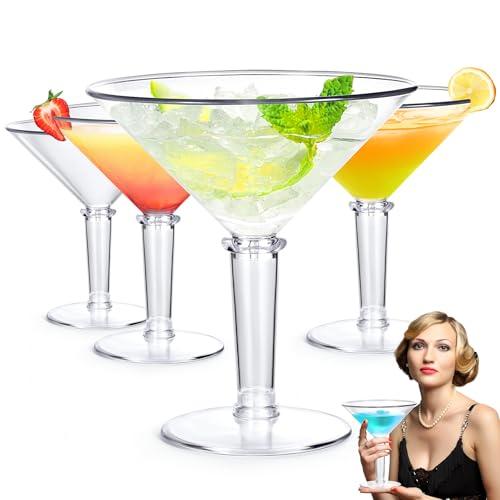 Unbreakable Giant Martini Glasses set of 4, 48 oz Plastic Cocktail Glasses, Jumbo, Reusable, BPA Free, Detachable, Perfect for Picnic, Beach & Patio Party, Appetizers, Birthday, Wedding and All Events