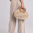 ANRABESS Women Linen Palazzo Pants Summer Boho Wide Leg High Waist Casual Lounge Pant 2026 Beach Travel Vacation Outfits (Beige, M)