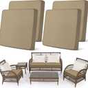 Newwiee Set of 4 Stretch Patio Cushion Covers Sofa Couch Seat Chair Slipcovers Cushion Cover Replacement Furniture Protector for Pets Washable(Sand,Seat Cover,Solid)