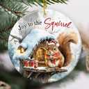 2 x Joy to The Squirrel Christmas Ornament 2025, Cute Winter Squirrel Gifts for Nature Lovers, Fans, Adults, Ceramic Ornaments for Woodland Animals Decor, Christmas Hanging Decorations