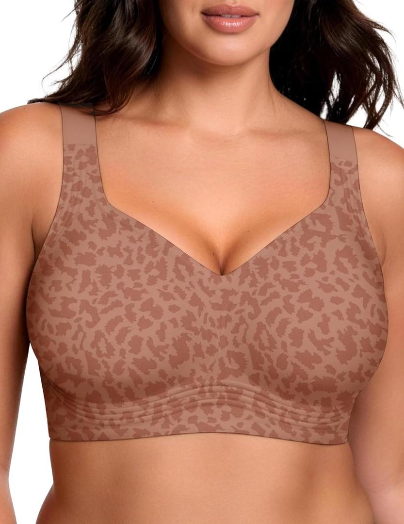 Vertvie Jelly Bras for Women Plus Size Minimizer Soft Wireless Push Up Bra Full Supportive Older Lift Back Coverage Bralette, 38D