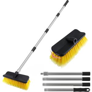 Car Wash Brush with 55" Long Handle | Car Wash 10" Dip Soft Brush | No Scratch Soft Bristle Brush for Car, RV, Boat, Solar Panel, House Siding, Snow, Floors Washing