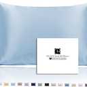 Ravmix Silk Pillow Cases with Zipper, 21momme Mulberry Silk Pillowcase for Hair Skin Health, Soft Smooth Breathable Cool Pillow Cover for Beauty Sleep with Gift Box 1PC (Queen 20"x30", Light Blue)