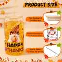 LemonRoad 1 Set Christmas Glass Cups with Lid and Straw 16 oz Happy Hallothanksmas Gnome Glass Coffee Cups Clear Holiday Tumbler Reusable Beer Mug Drinking Jar Gifts for Women Men Christmas