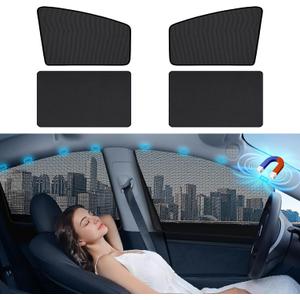 Aokway Magnetic Car Window Shades, Mesh Window Covers for Camping, UV Protection Car Curtains for Front & Rear Sunshade for car Window Baby, Universal Fit for Baby & Drivers (4Pcs)