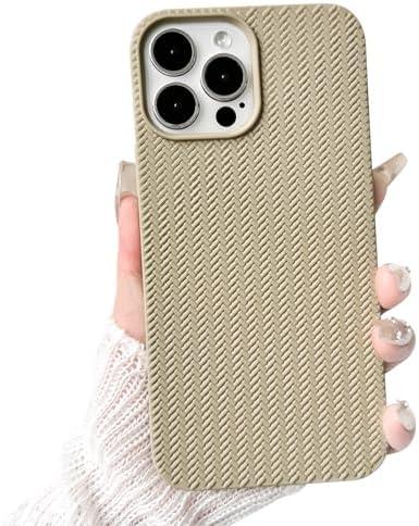NITITOP Compatible for iPhone 12 Pro Max Case Cute for Women Girls Woven Pattern Matte Braid Design Solid Color Soft Silicone Shockproof Cover - Khaki