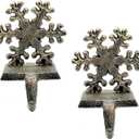 2 Pieces Snowflake Christmas Stocking Holder Christmas Hooks Skid Mantel Hooks Hanger for Fireplace Free Standing Christmas Decorations