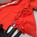 Lilosy Drawstring Bikini Set Srting Swimsuit Short Sleeve Top and Tie Side Bottom 2 Piece (Red, M)