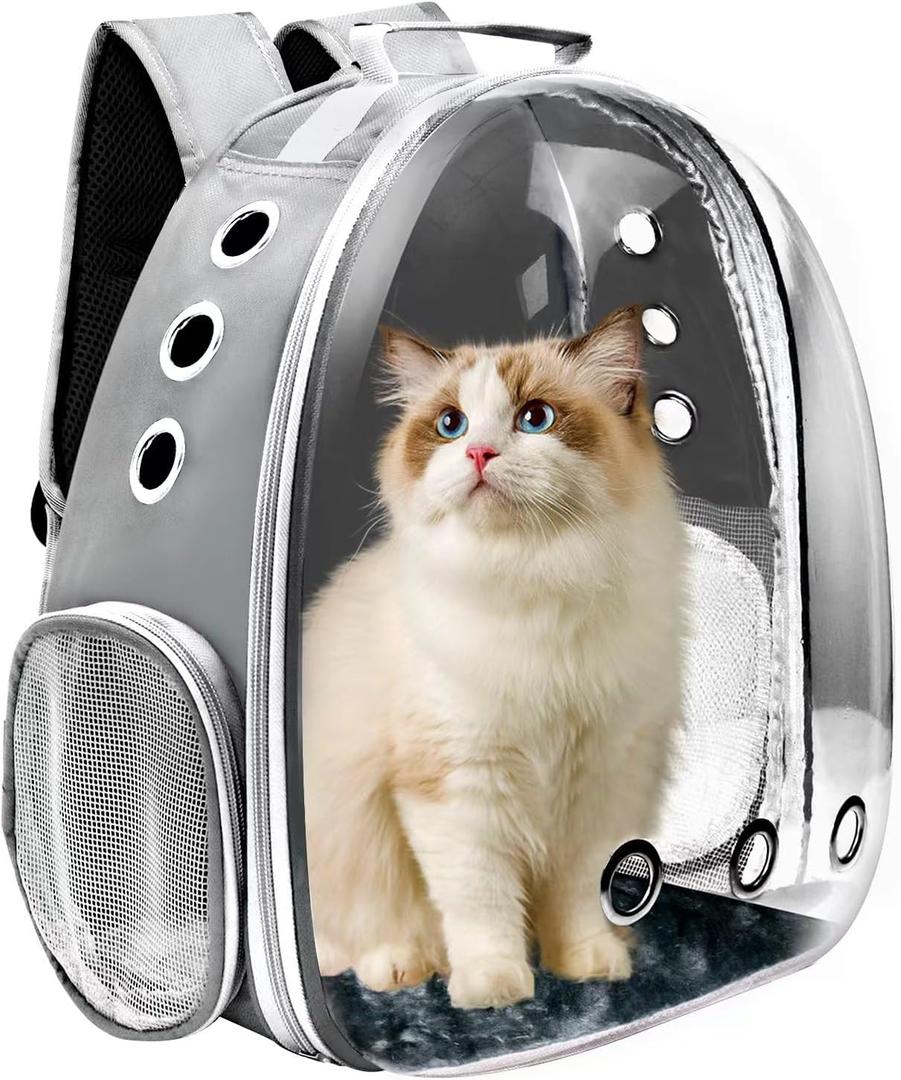 Cat Backpack Carrier, Pet Cat Carrier with Ventilated Design for Carrying Puppy Cats, Pet Carrier Backpack for Traveling/Hiking/Camping/Outdoors Airline Approved Travel Carrier (Grey) (Grey)