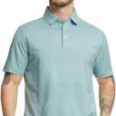 Rouen Golf Shirts for Men Dry Fit Short Sleeve Performance Moisture Wicking Casual Texture Heather Jacquard Mens Polo Shirts (L)