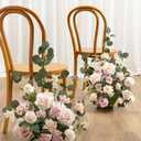 Ling's moment 17.5" Tall Standing Artificial Flowers Arrangements 4 pcs Wedding Aisle Runner Chair Decorations Blush & Pink Centerpieces for Ceremony Reception Rose Floral Party Outdoor
