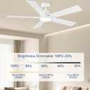 Modern Ceiling Fans with Lights - 52 inch Outdoor White Ceiling Fan with Light and Remote, Reversible DC Motor, 6-Speed Quiet 3CCT LED Dimmable for Bedroom, Indoor and Outdoor, Patios , ETL Listed