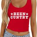 Women Cowboy Crop Tank Top: Cowgirl Tank Country Concert Tops Rodeo Country Music Shirts Vintage Western Crop Top (Red, S)