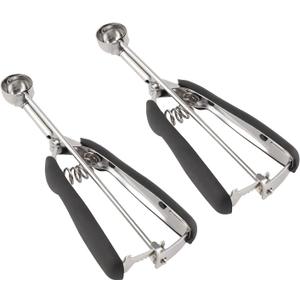 Small Cookie Scoop Set - 2 PCS Include 1 tsp / 2 tsp Cookie Dough Scoops, Cookies Scoops for Baking, Made of 18/8 Stainless Steel, Good Soft Grips, Quick Trigger Release