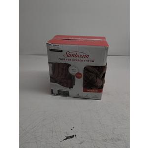 Sunbeam Faux Fur Heated Throw Blanket, 50 x 60 in, Brown