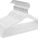 TIMMY Non-Slip Velvet Hangers - Suit & Coat (50-Pack) Ultra Thin Space Saving Heavy Duty Hangers Hold Up-To 10 Lbs - White/Silver (17.7inch)