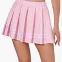 Women's Pleated Mini Skirt High Waist A-Line Skater School Cheer Uniform Tennis Short Skirts, L