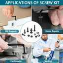 621PCS Black M5 Button Head Hex Socket Cap Screws, M5x8/10/12/14/16/18/20/25/30/35/40mm Metric Screws Bolts Nuts Washers Assortment Kit with Wrench,12.9 Grade Carbon Steel,Black Oxide Finish